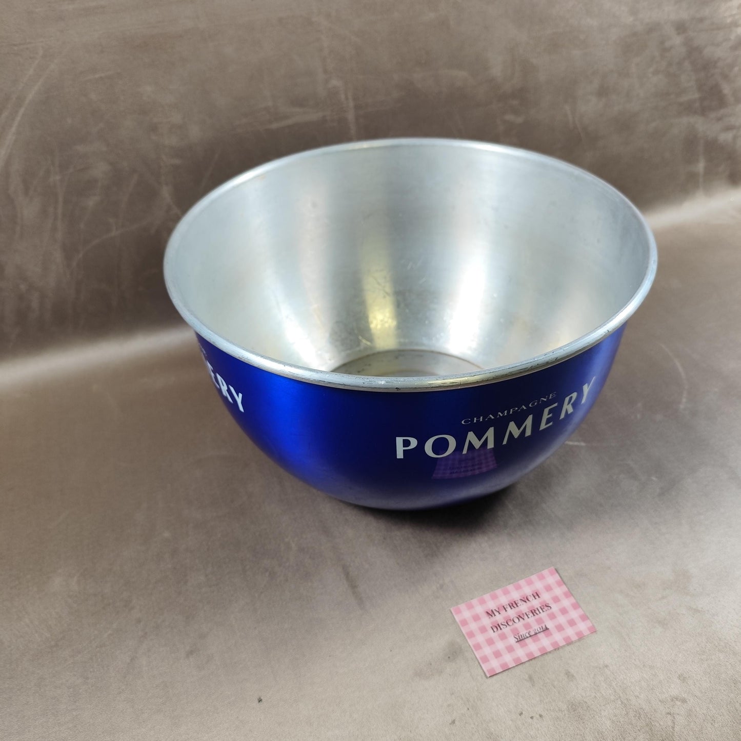 Vasque champagne Pommery aluminium bleu Seau à bouteilles Grand modèle