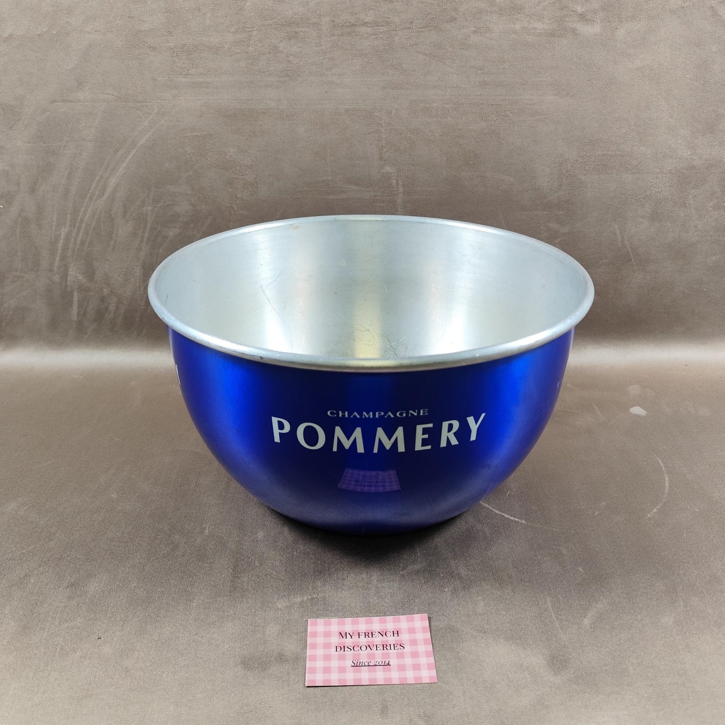 Vasque champagne Pommery aluminium bleu Seau à bouteilles Grand modèle