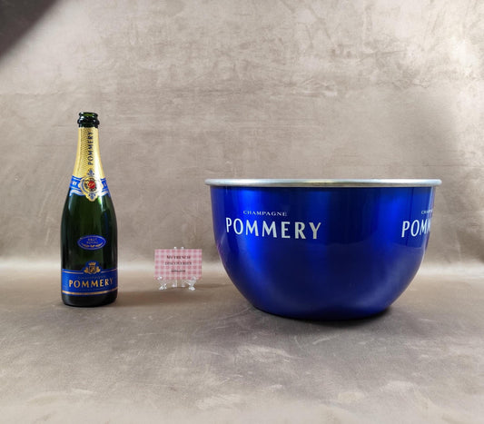 Vasque champagne Pommery aluminium bleu Seau à bouteilles Grand modèle